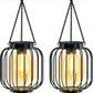 Vintage Metal Solar Lanterns 2PCS Upgraded Hanging Solar Lights Waterproof Outdoor Decorative Lights for Garden Yard Patio Pathway Solar Security Lights