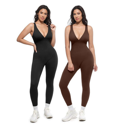 🎉Promotion 49% OFF💞Deep V Shapewear with Chest Support Breathable High-Waisted Tummy Control Jumpsuit