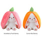 🍓Strawberry Bunny Transformed into Little Rabbit🎀 Fruit Doll Plush Toy🐰