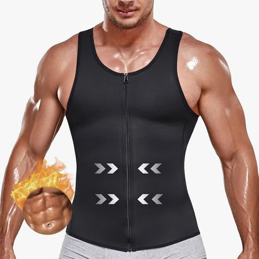 💎 50% OFF! 💎 Men's Flat Stomach Training Vest – Zipper Closure, Targeted Compression & Instant Slimming Effect 💪🔥