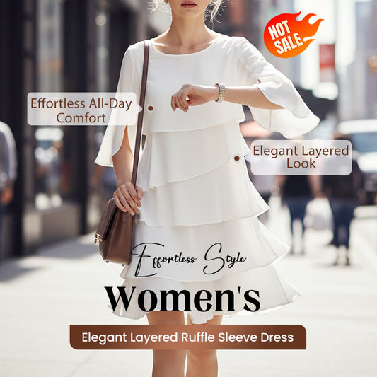 🎁 40% OFF! Women's Elegant Layered Ruffle Sleeve Dress – Effortless Style for Every Occasion 💃