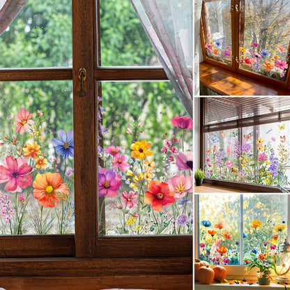 🌼 50% OFF! 🖼️ Colorful bouquet window sticker – LAST DAY – Self-adhesive, removable without residue & sun protection 🌸