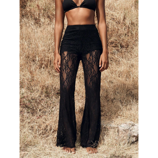 🥳2026 Hot Seller🥳💞 Sales exceeded 50,000! 💥👵👖 46% Off! High-waisted Lace Flared Pants—Elegant And Comfortable, Tummy-friendly Design, Elastic Waistband, Easy To Put On And Take Off. 🌸✨